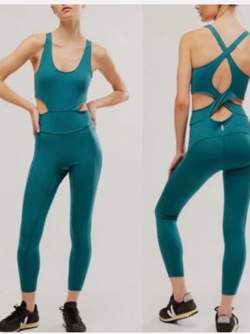 FP Movement by Free People Teal Cutout Performance Jumpsuit XS